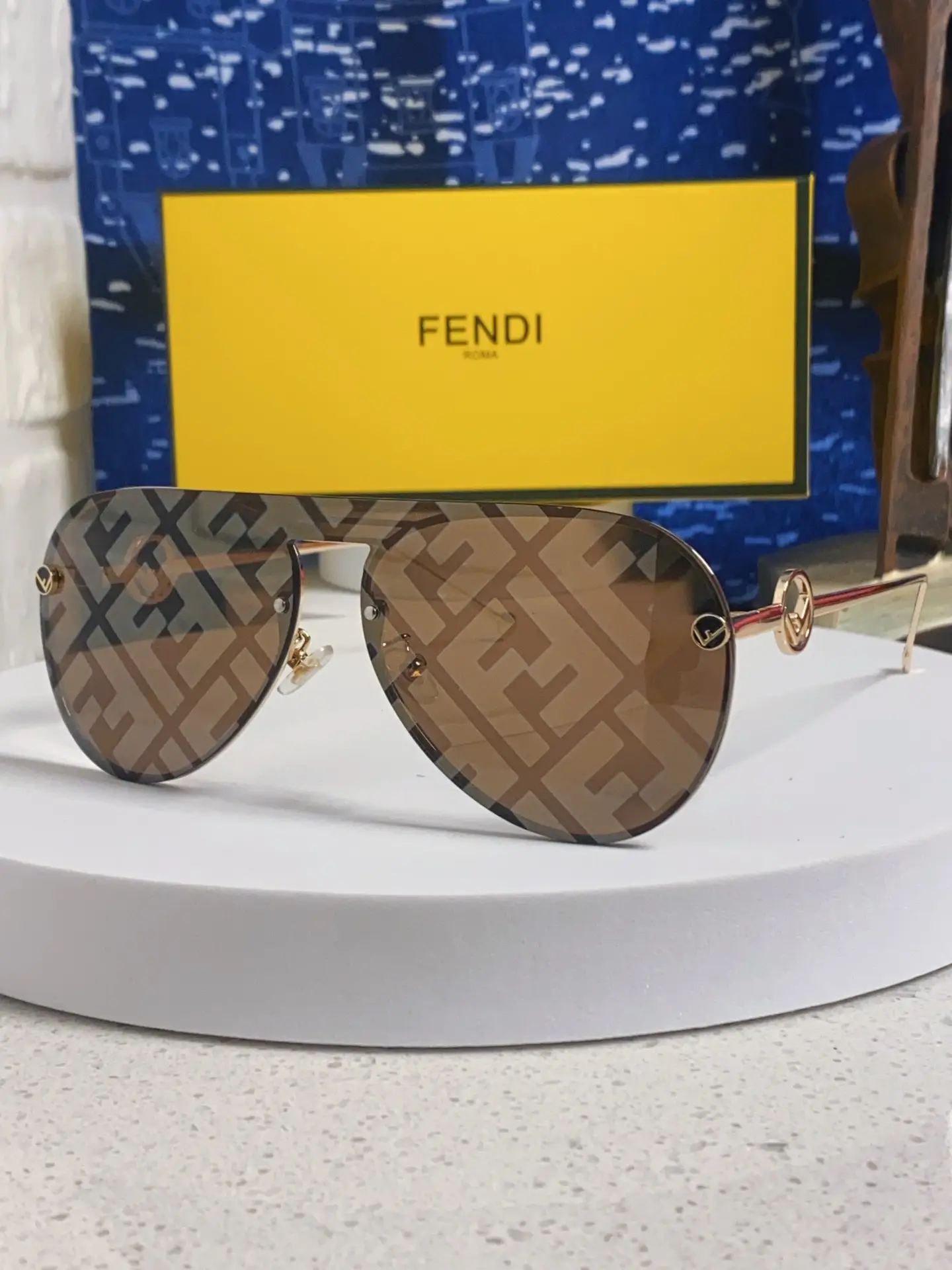FENDI 2026 New Sunglasses, Sunglasses, Men's Double Beam Pilot Full Frame, Ultra Light