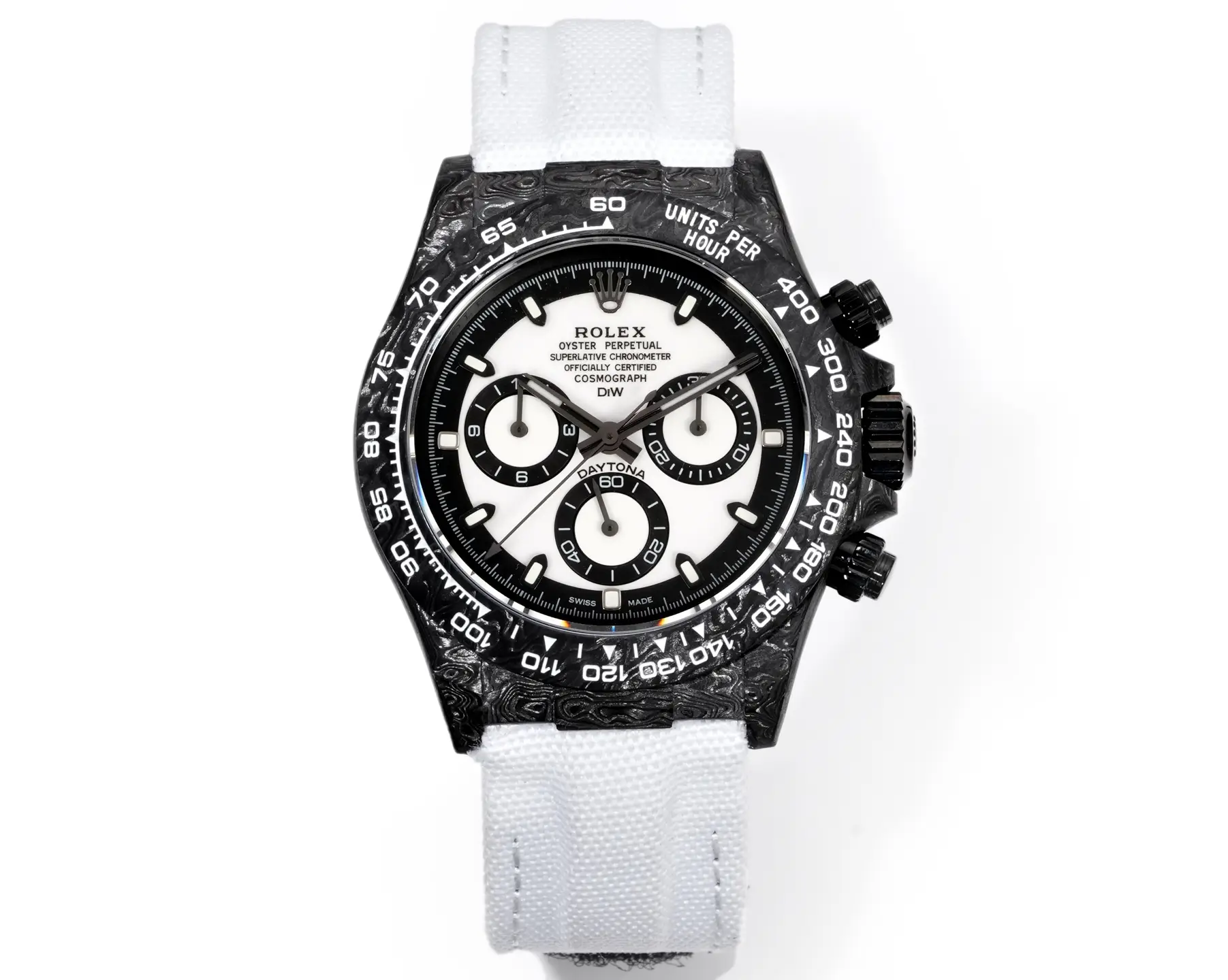 Ultimate cream daytona carbon replica 40MM V2 White Strap Edition
