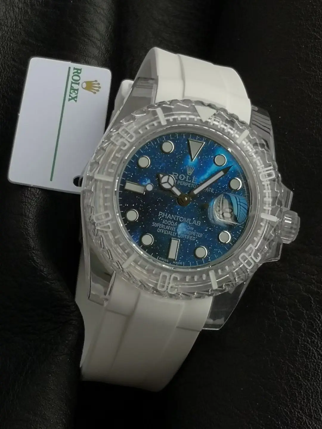 Premium Rolex Submariner Date Phantomlab Starry Night replica 40MM White Rubber Strap Edition