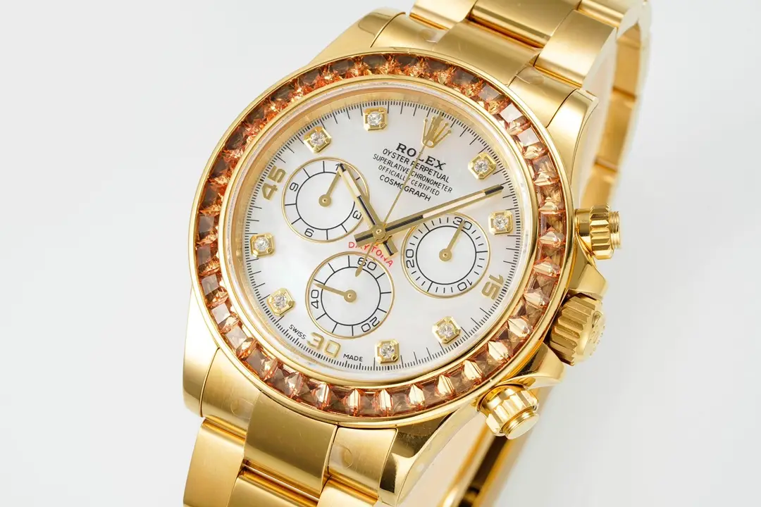 Premium Rolex Daytona Orange Sapphire Gold White Dial replica 40MM Oyster Bracelet Edition