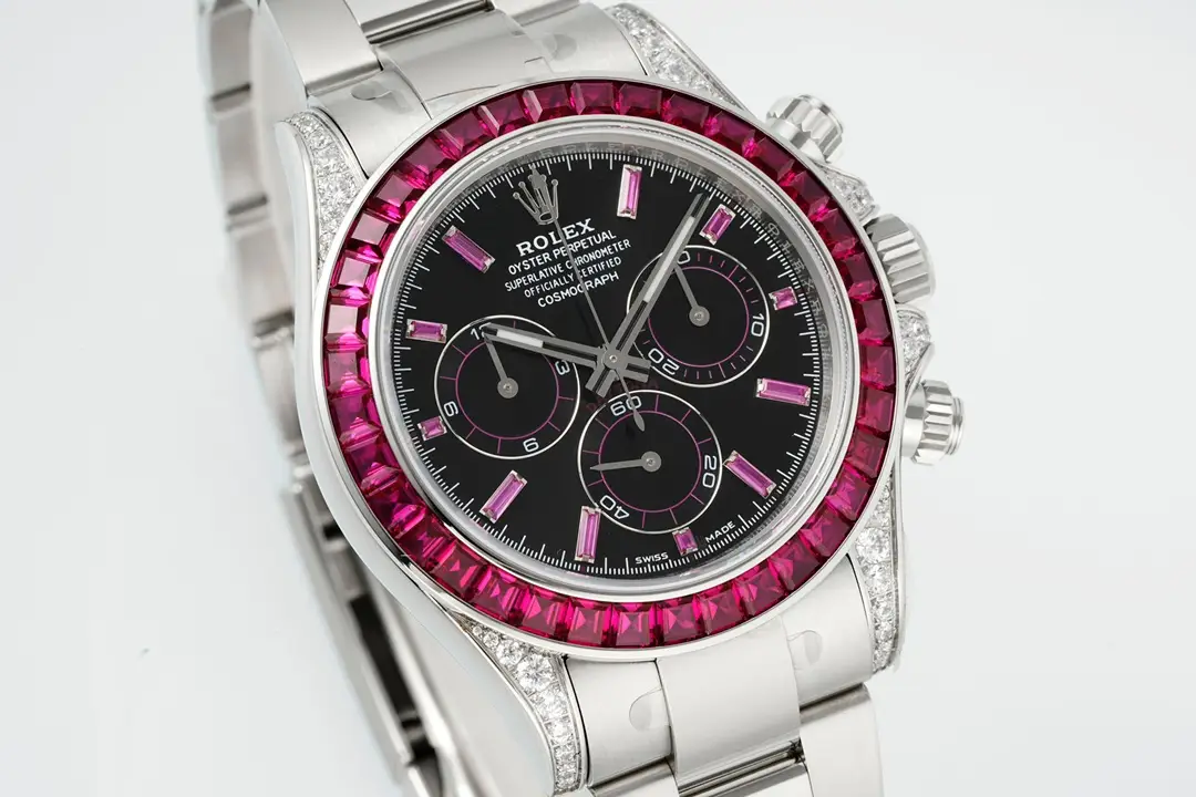 Stunning black pink daytona replica 40MM Ruby Bezel Edition