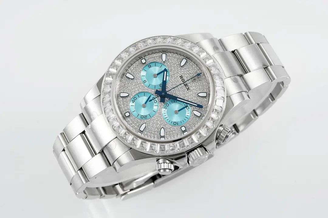 Exquisite diamond pave daytona replica 40MM Platinum 116576TBR