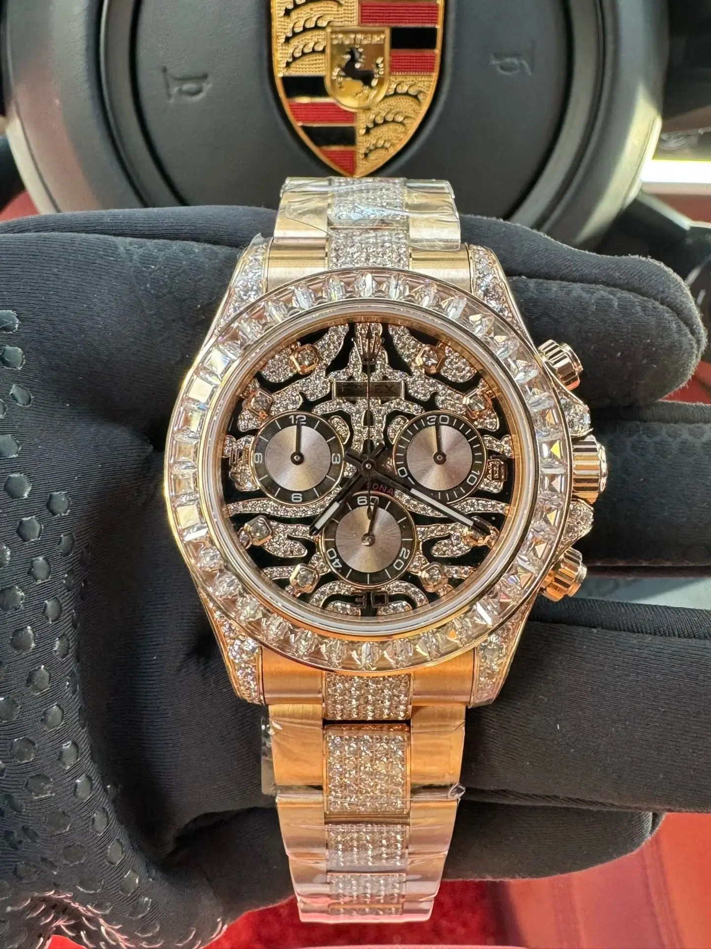 Fierce eye of the tiger daytona replica 40MM Yellow Gold Diamond Edition