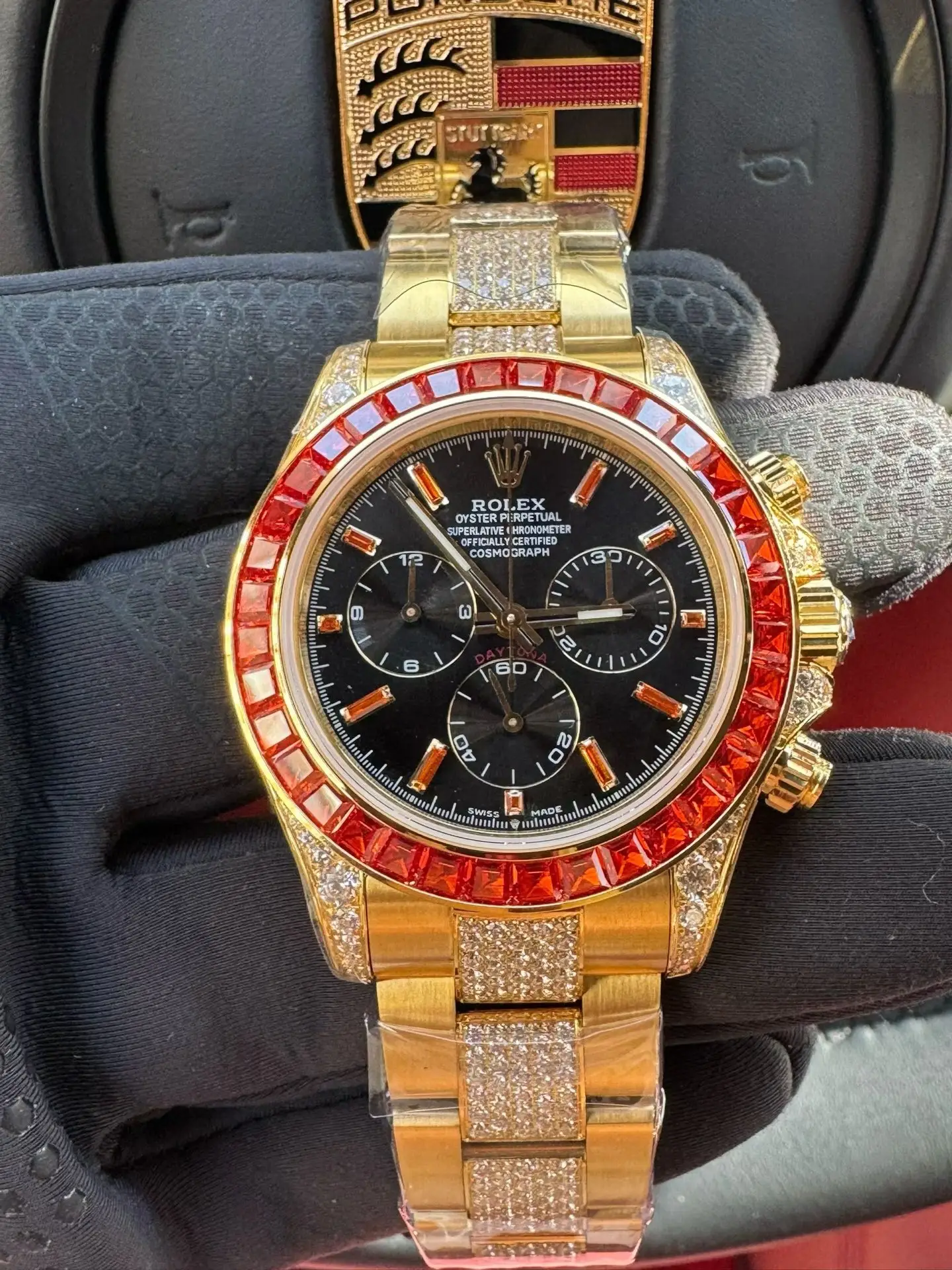 Radiant orange sapphire daytona replica 40MM Yellow Gold Edition
