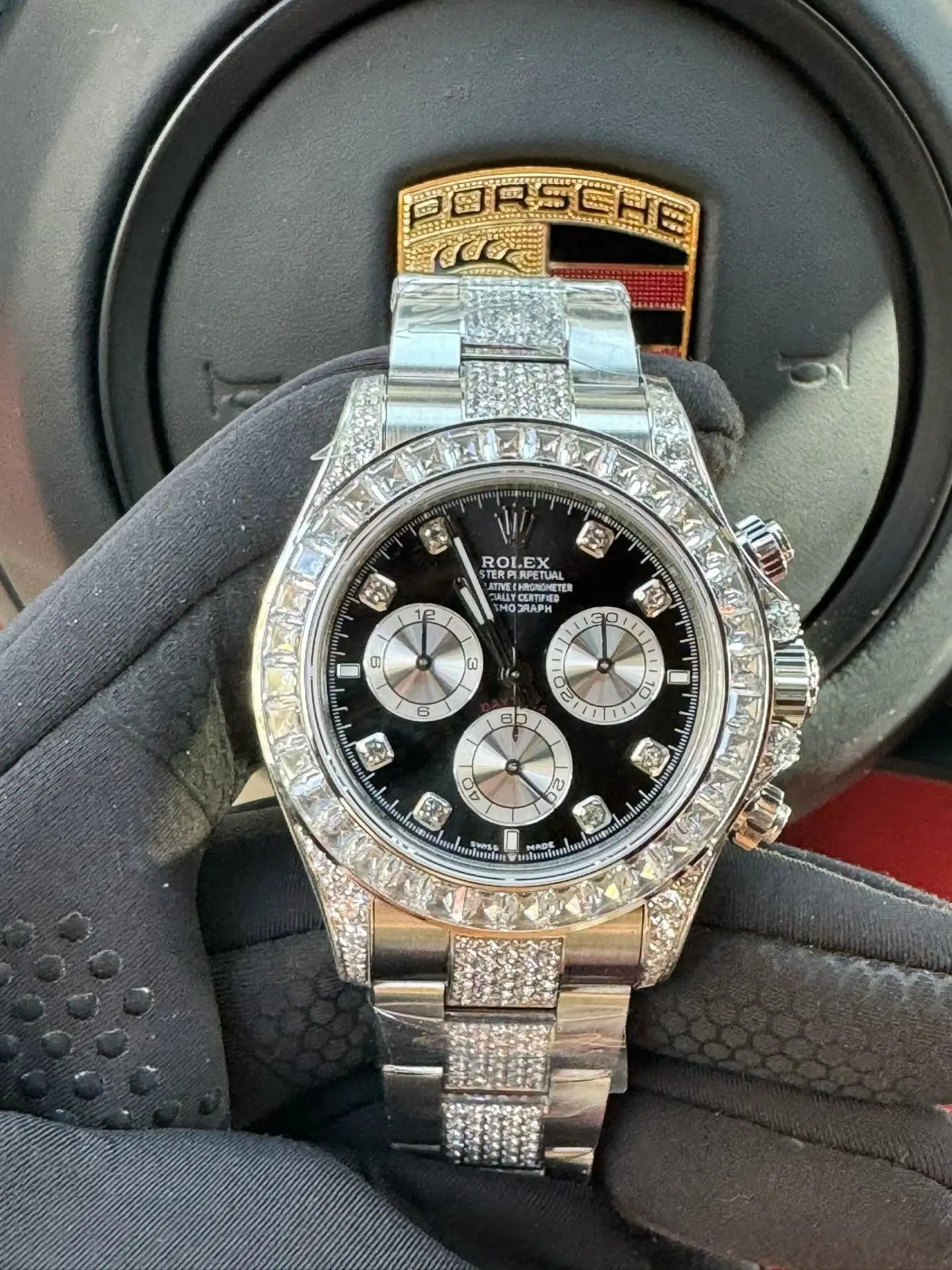 Glamorous black diamond daytona replica 40MM Pave Bracelet Edition
