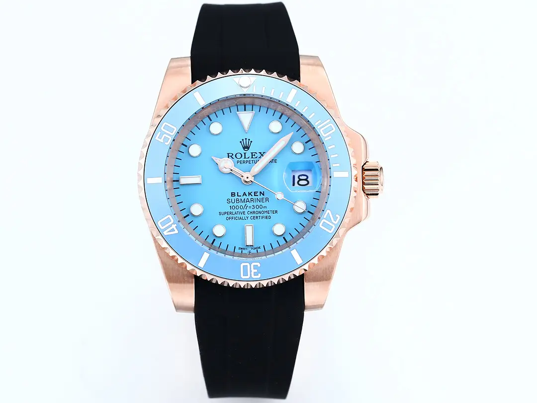 Ultimate Blaken Rolex Submariner Tiffany Rose Gold replica 40MM Black Rubber Strap Edition