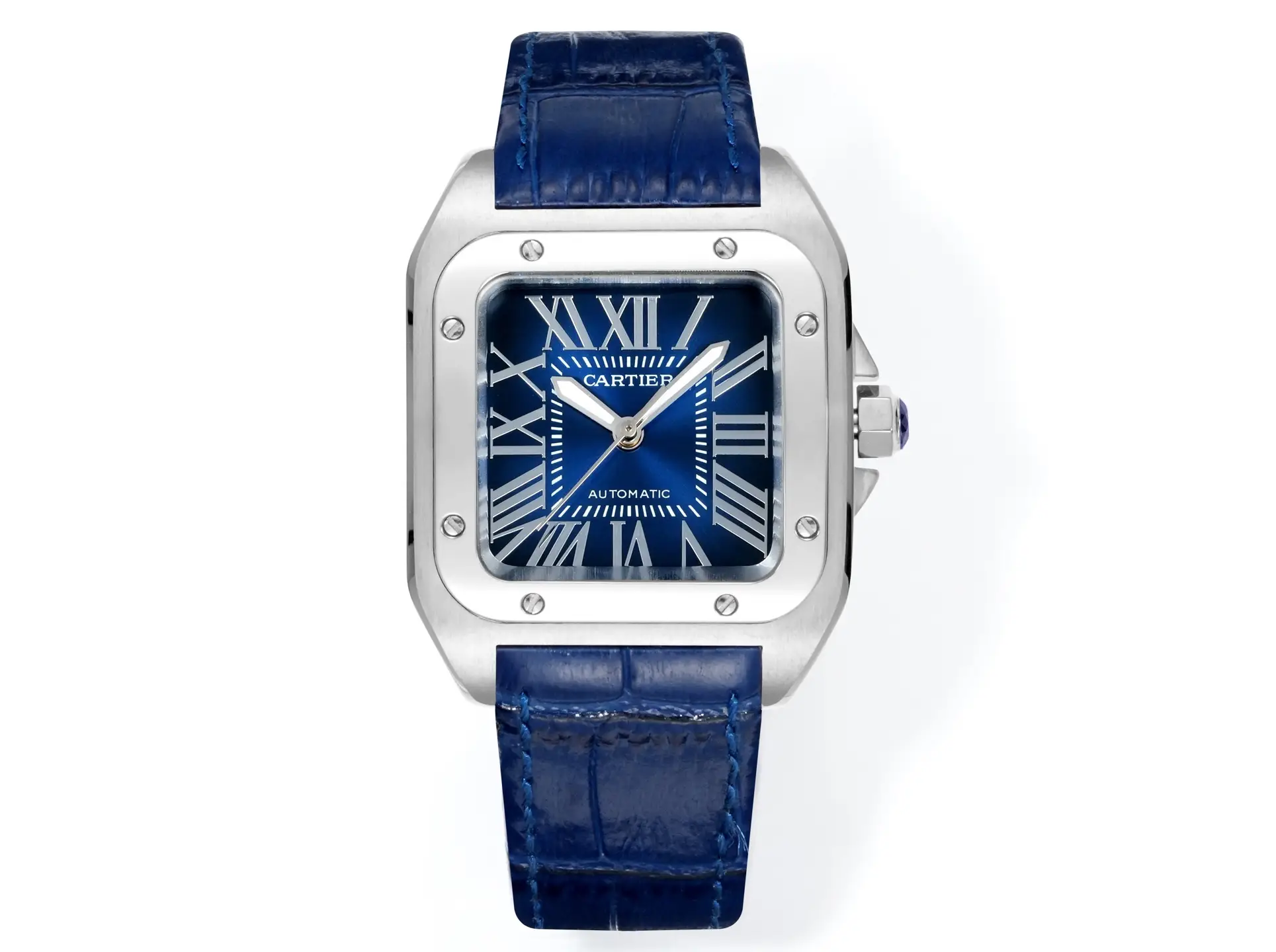 Premium Cartier Santos 100th Anniversary replica Blue Leather Strap Edition