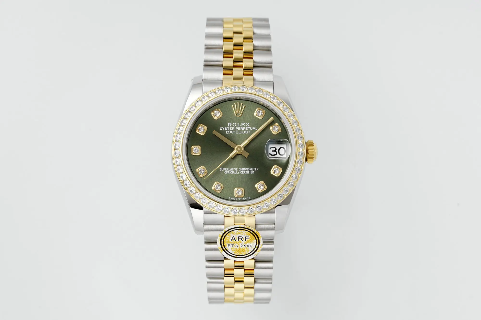 Elegant datejust diamond replica 36MM Olive Green