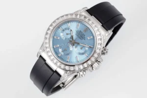 ice blue diamond daytona replica 40MM black rubber strap RepsGoat