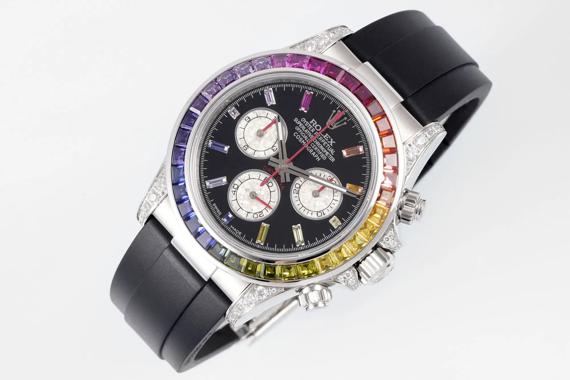 Vibrant black rainbow 40MM Rubber Strap Edition