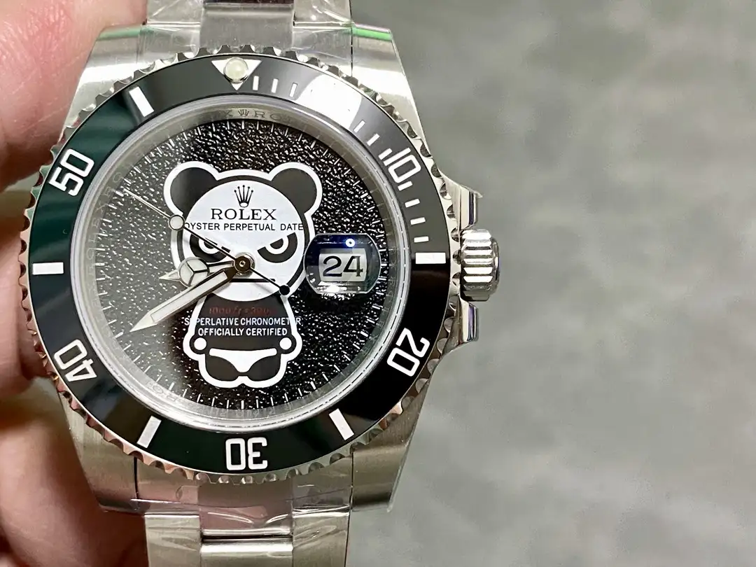 Playful hi panda rolex replica 40MM Black Sparkle Custom Edition