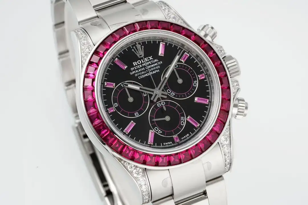 Premium Rolex Daytona Pink Sapphire Silver replica 40MM Oyster Bracelet Edition