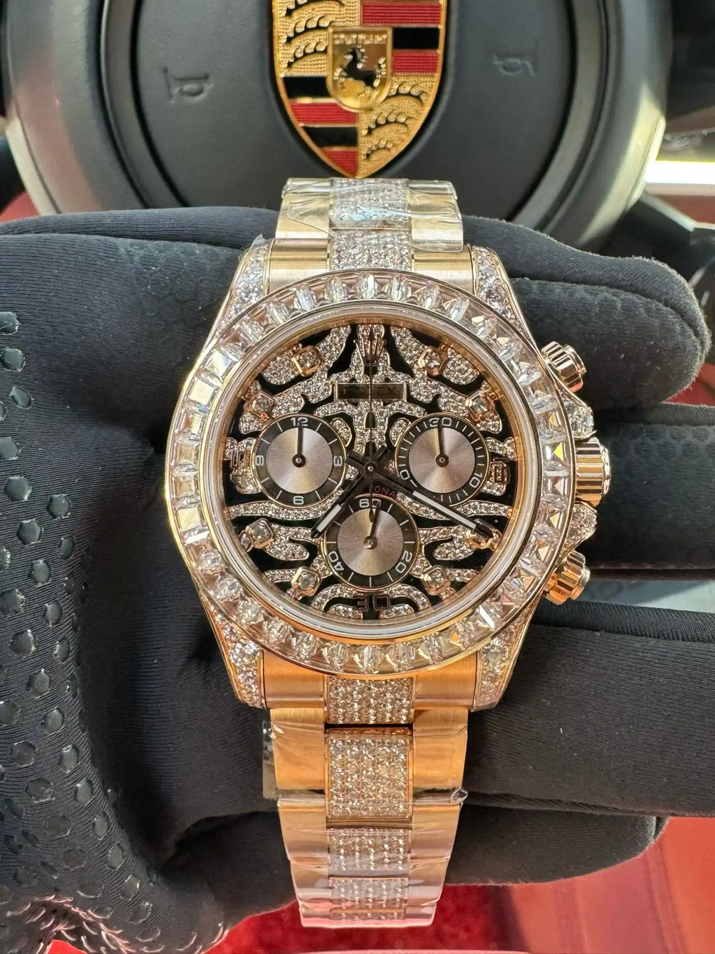 Best Rolex Daytona Rainbow Skeleton replica 40MM Gold Oyster Bracelet Edition